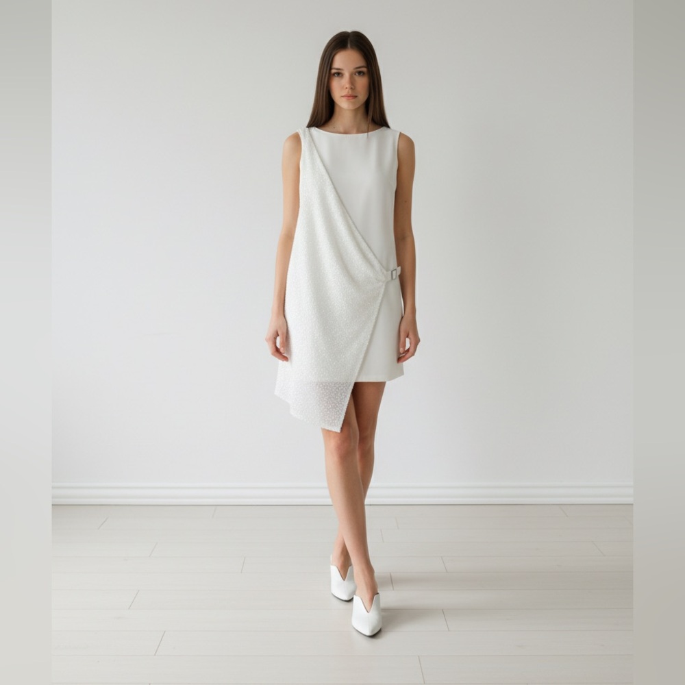 asos. White Dress w/ Sparkles on one side.  Size: 6